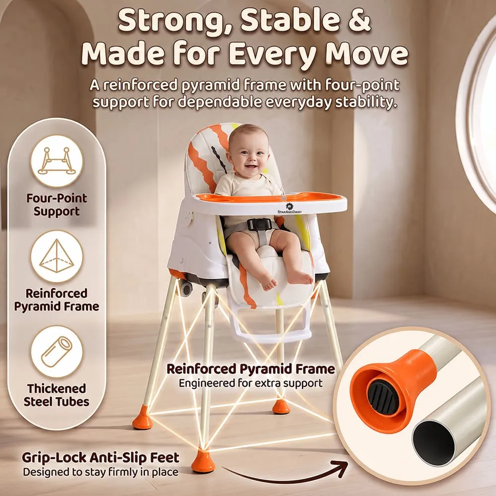 strong stable 4 in 1 High Chair printed orange