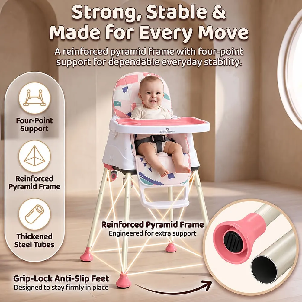 strong stable 4 in 1 High Chair printed pink