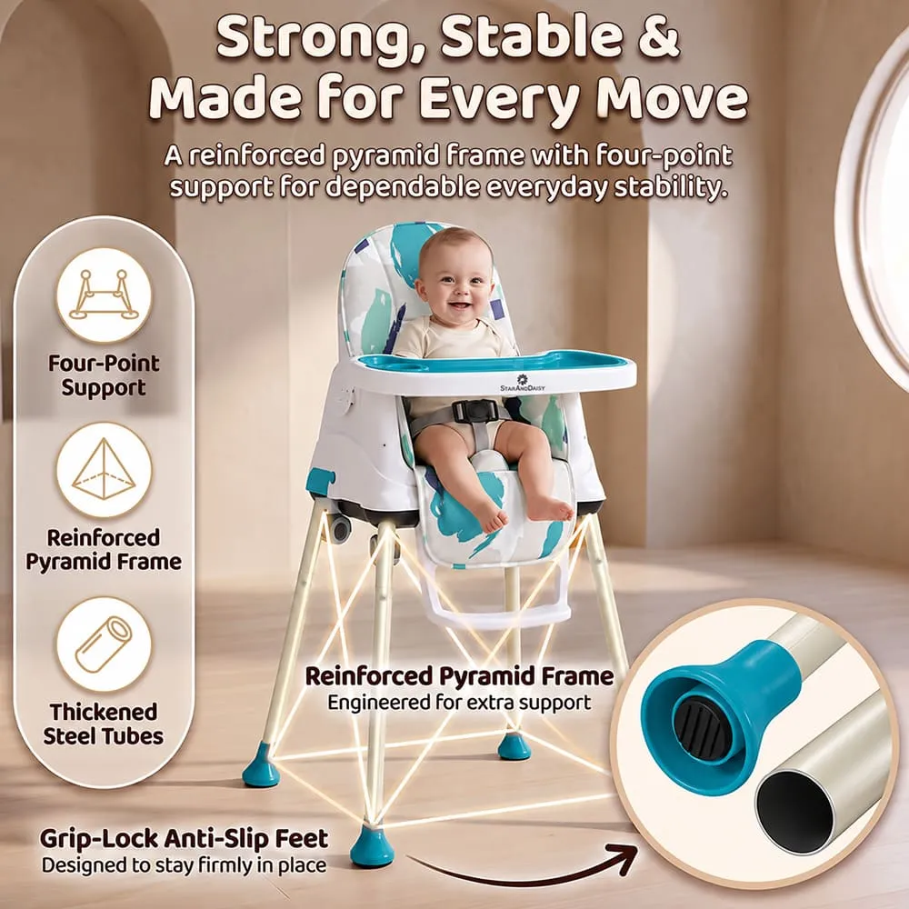 strong stable 4 in 1 High Chair printed sea Blue