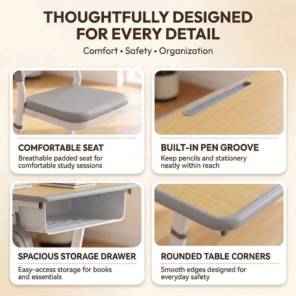 thoughtful design of Smart Kids Study table yellow