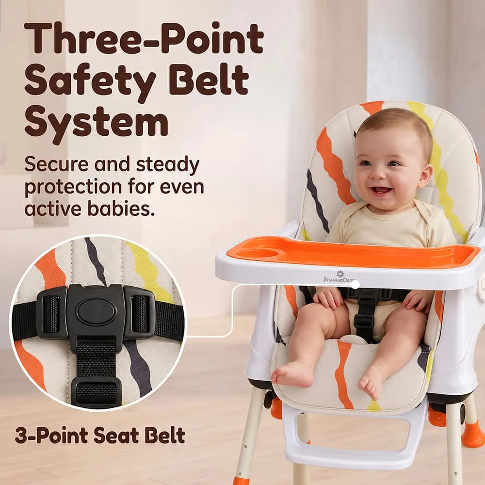 three point safety belt 4 in 1 High Chair printed orange
