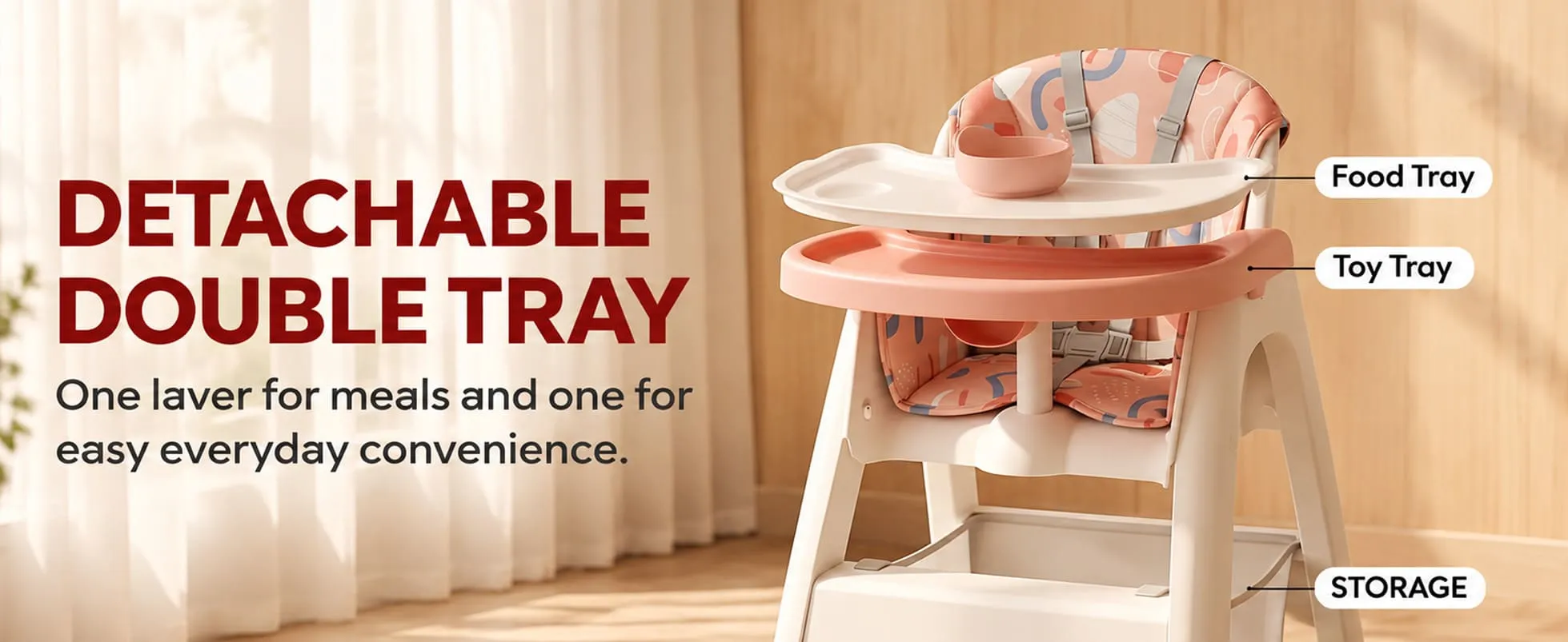 Tiny Dine Baby High Chair with 5-Point Safety Belt