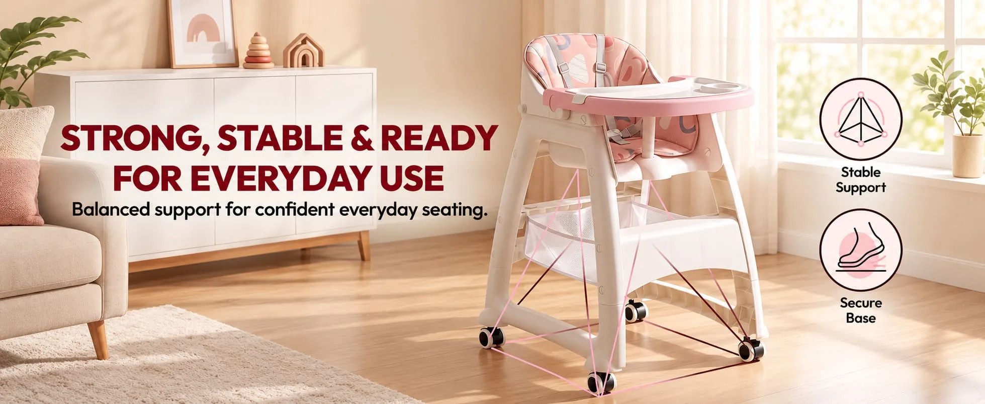 Tiny Dine Baby High Chair with 5-Point Safety Belt