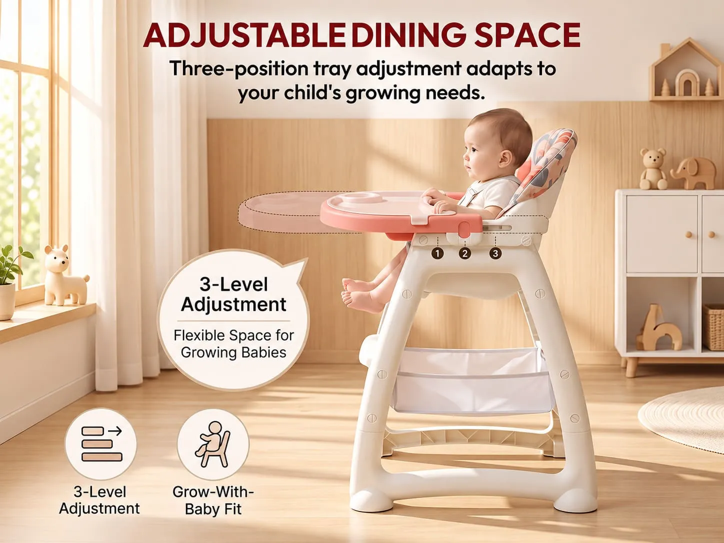 Tiny Dine Baby High Chair with 5-Point Safety Belt