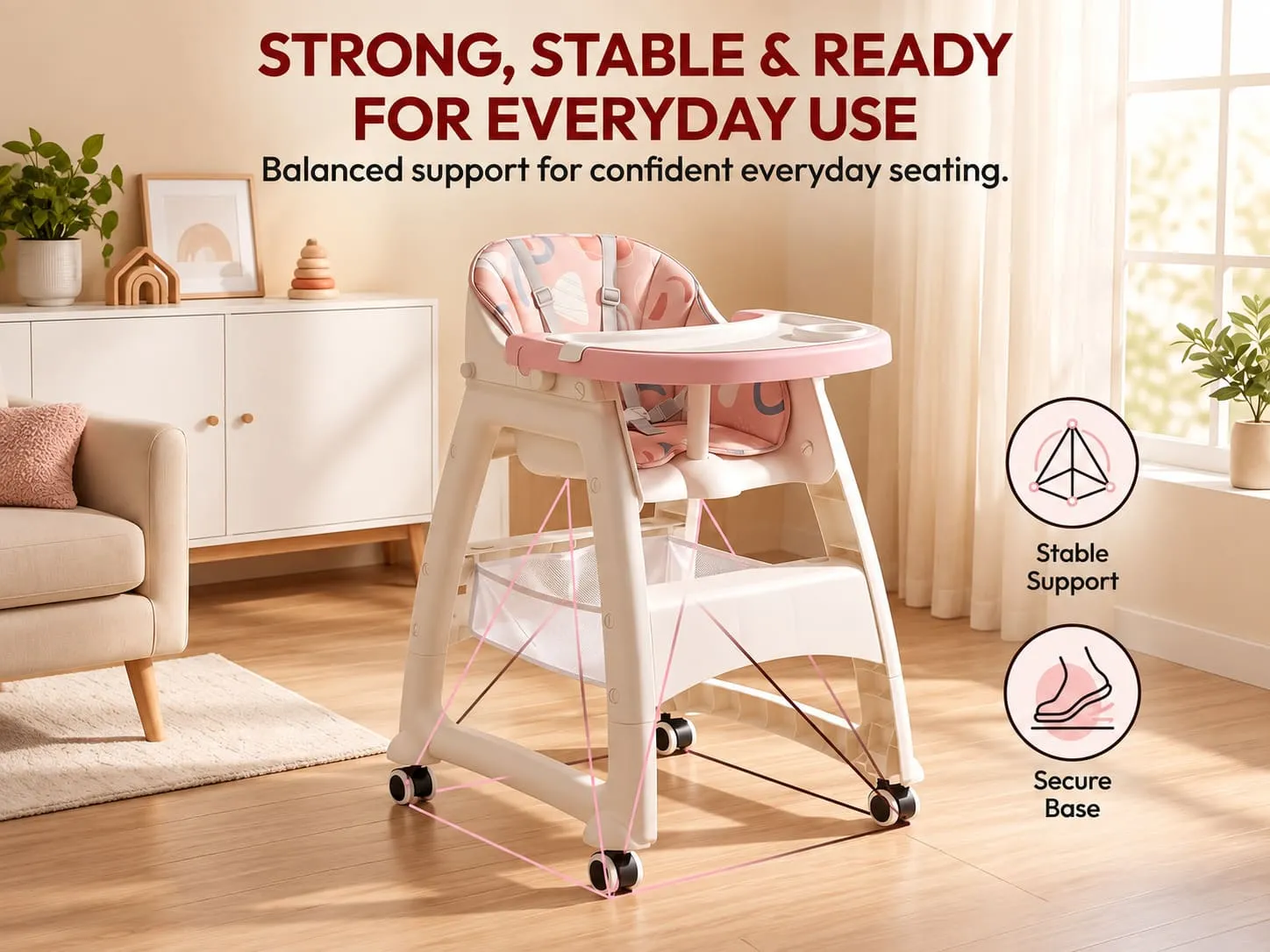 Tiny Dine Baby High Chair with 5-Point Safety Belt