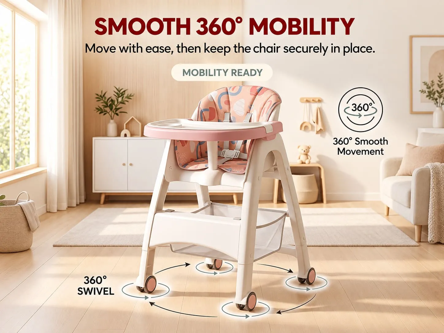 Tiny Dine Baby High Chair with 5-Point Safety Belt