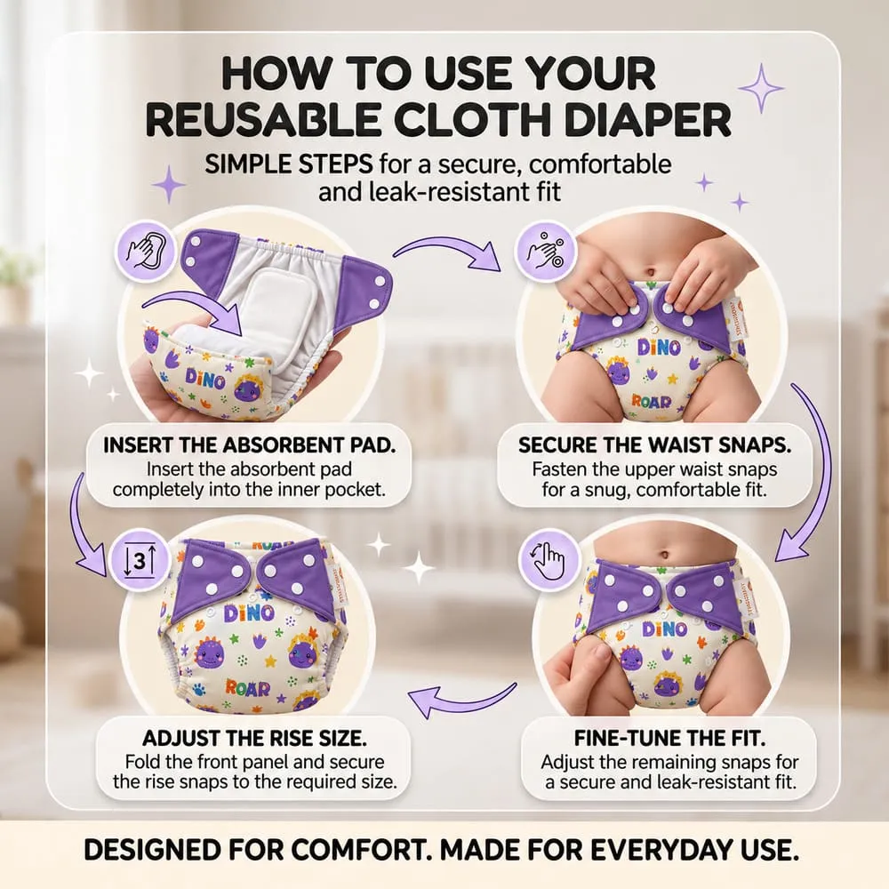 usage Baby reusable diaper purple