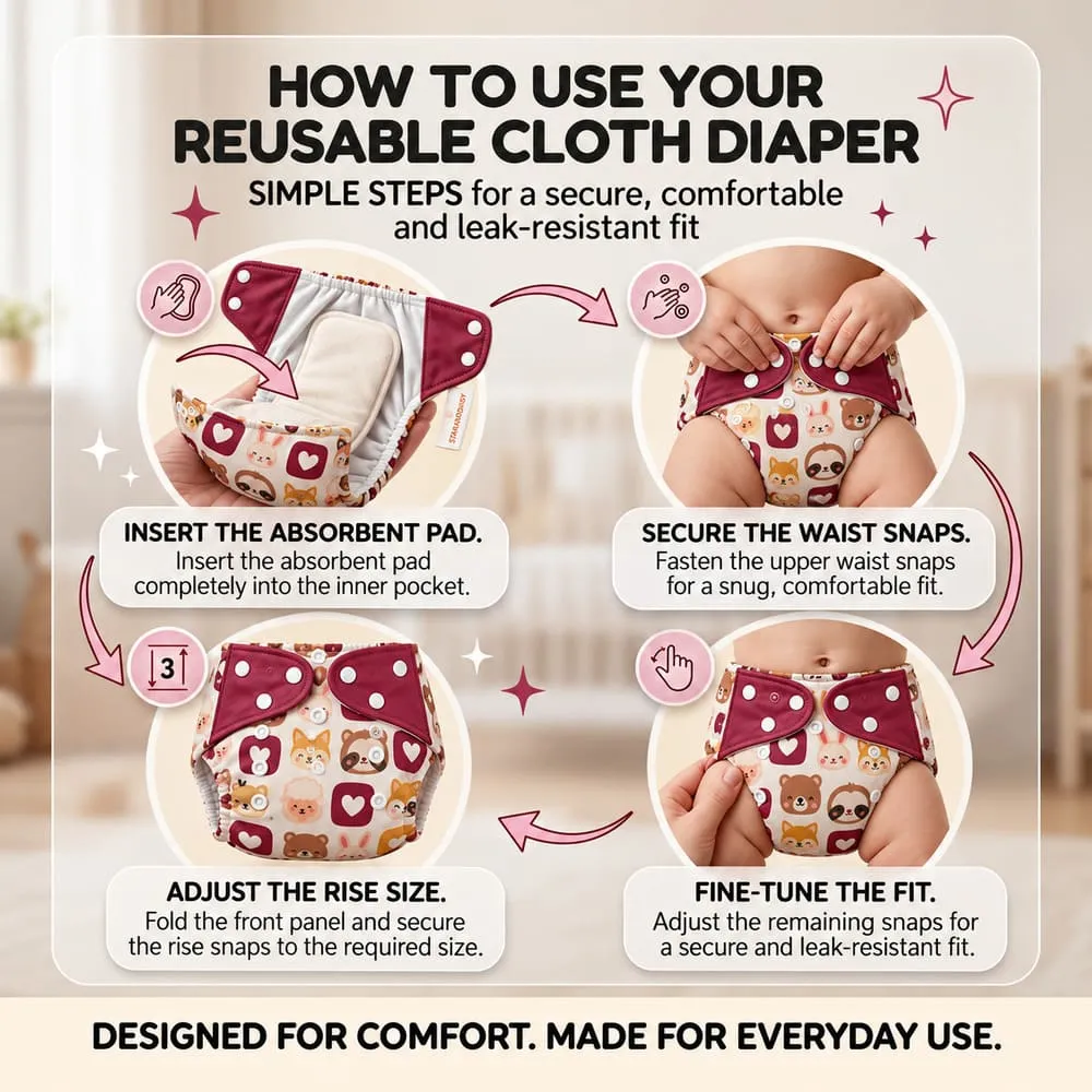 usage of Baby reusable diaper maroon
