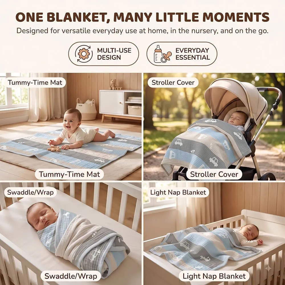 usage of Korean Muslin Blanket Car print