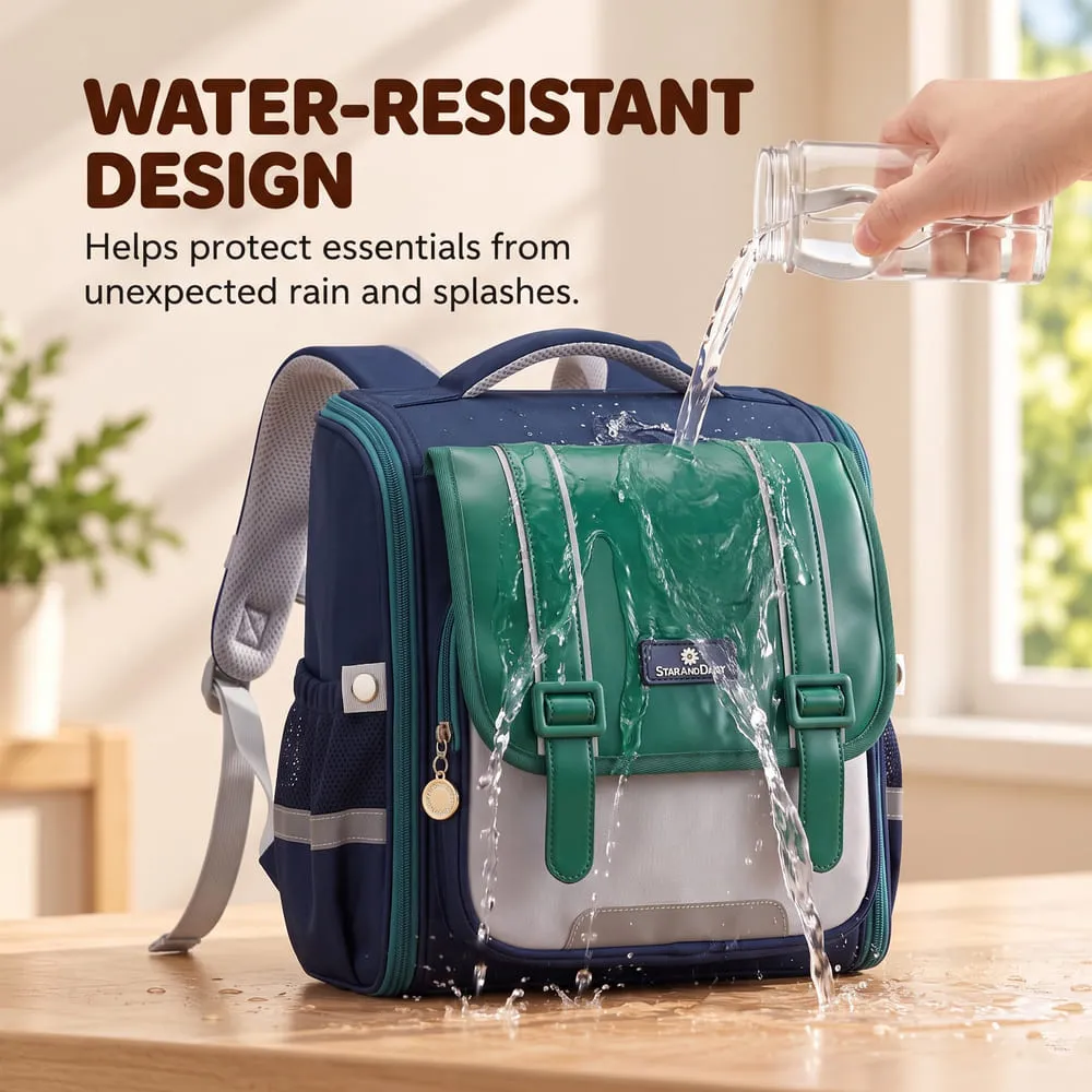water resistant Kids school bag green