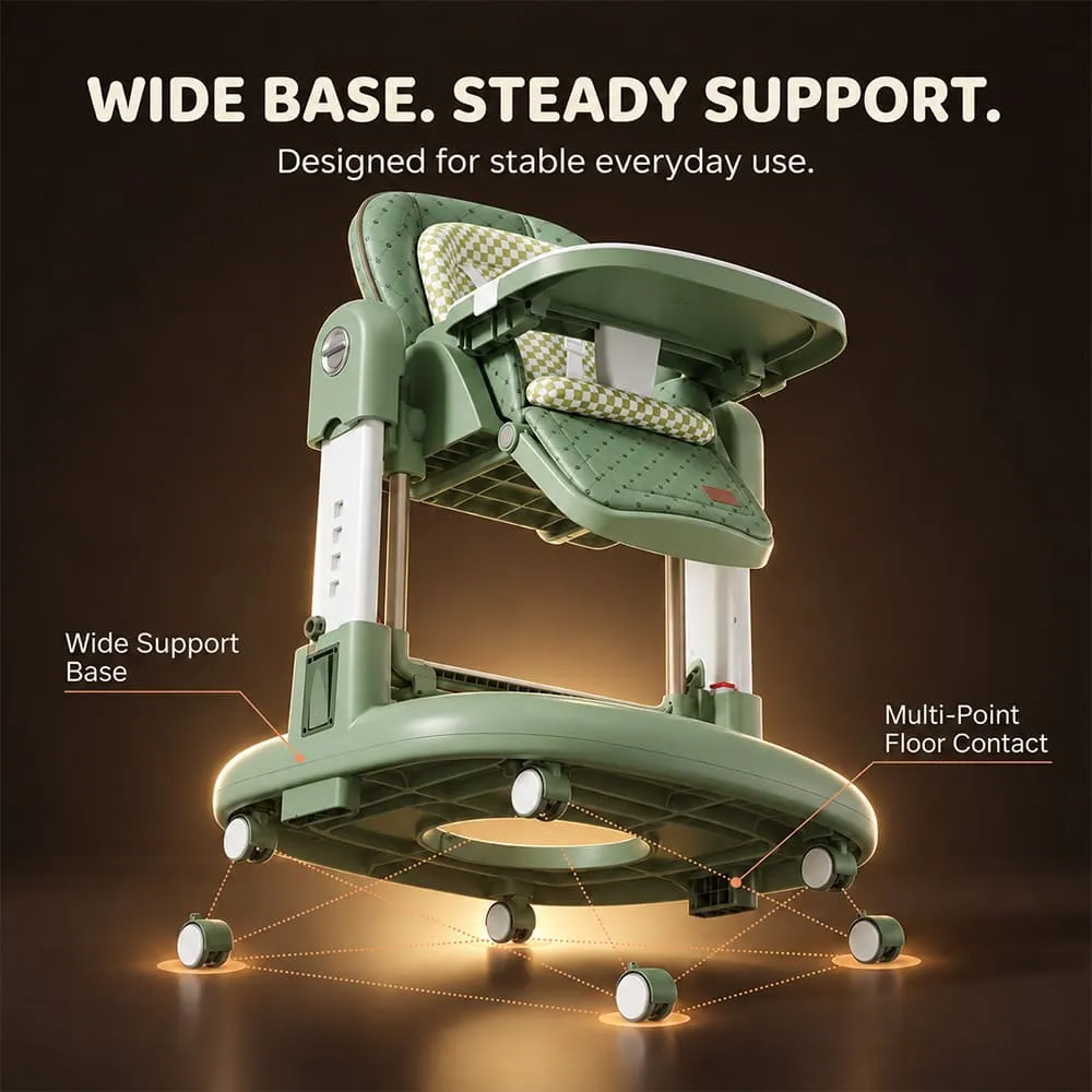 wide base strong support Tinytrek 3 in 1 Modular Baby High Chair Green