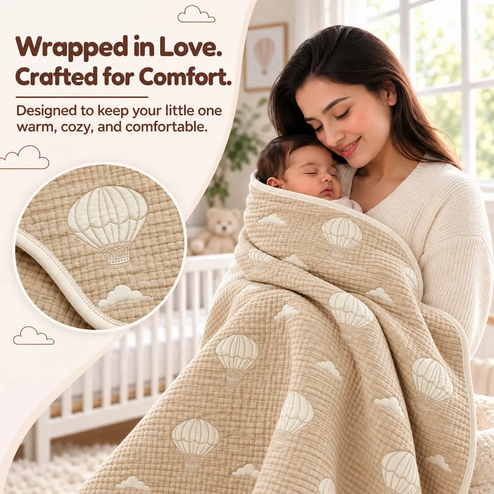 wrapped Muslin 6 layer blanket beige balloon