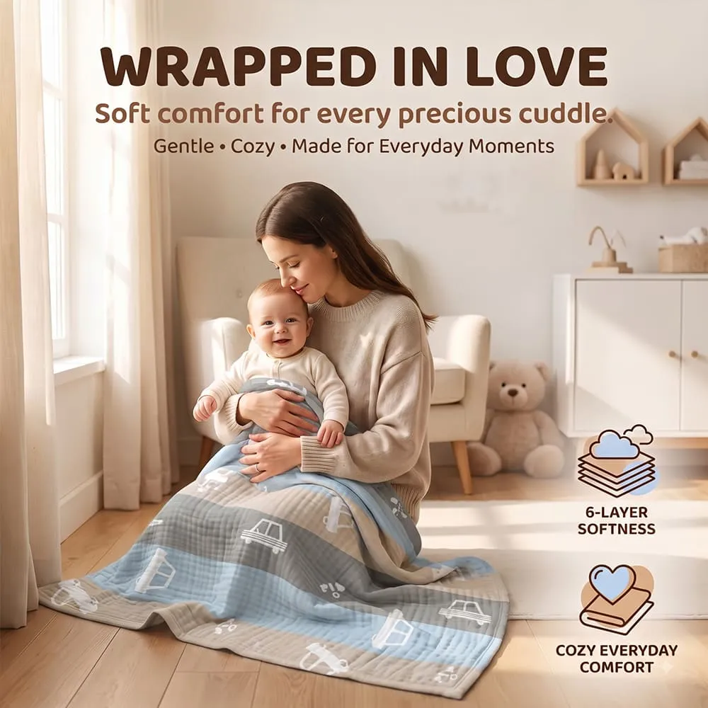 wrapped in love Korean Muslin Blanket Car print