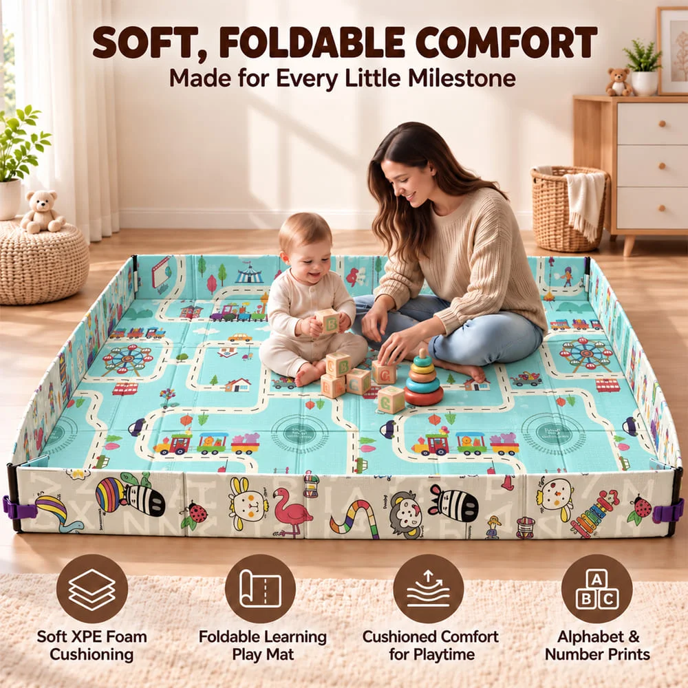 6mm playmat playpen Train ABC 5 6Ft2
