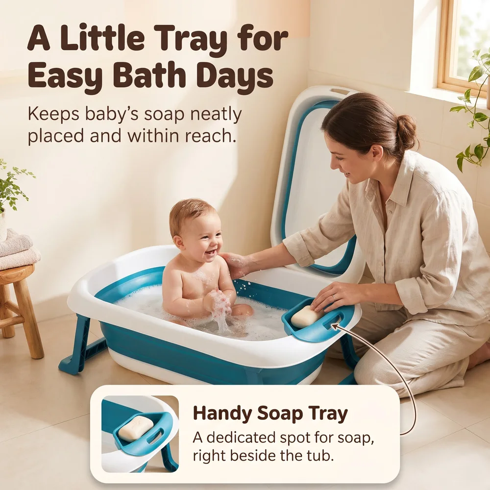 BT Basic Bathtub With Soap Bar white blue