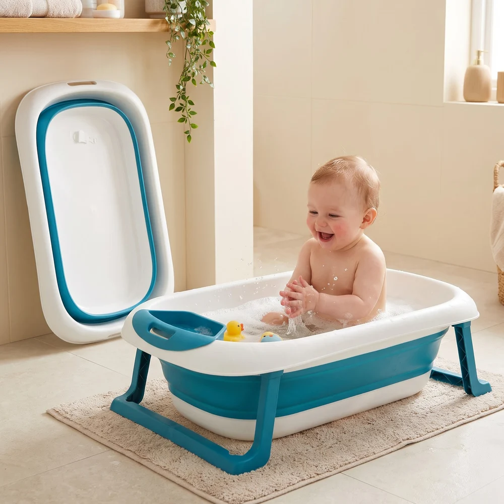 BT Basic Bathtub With Soap Bar white blue