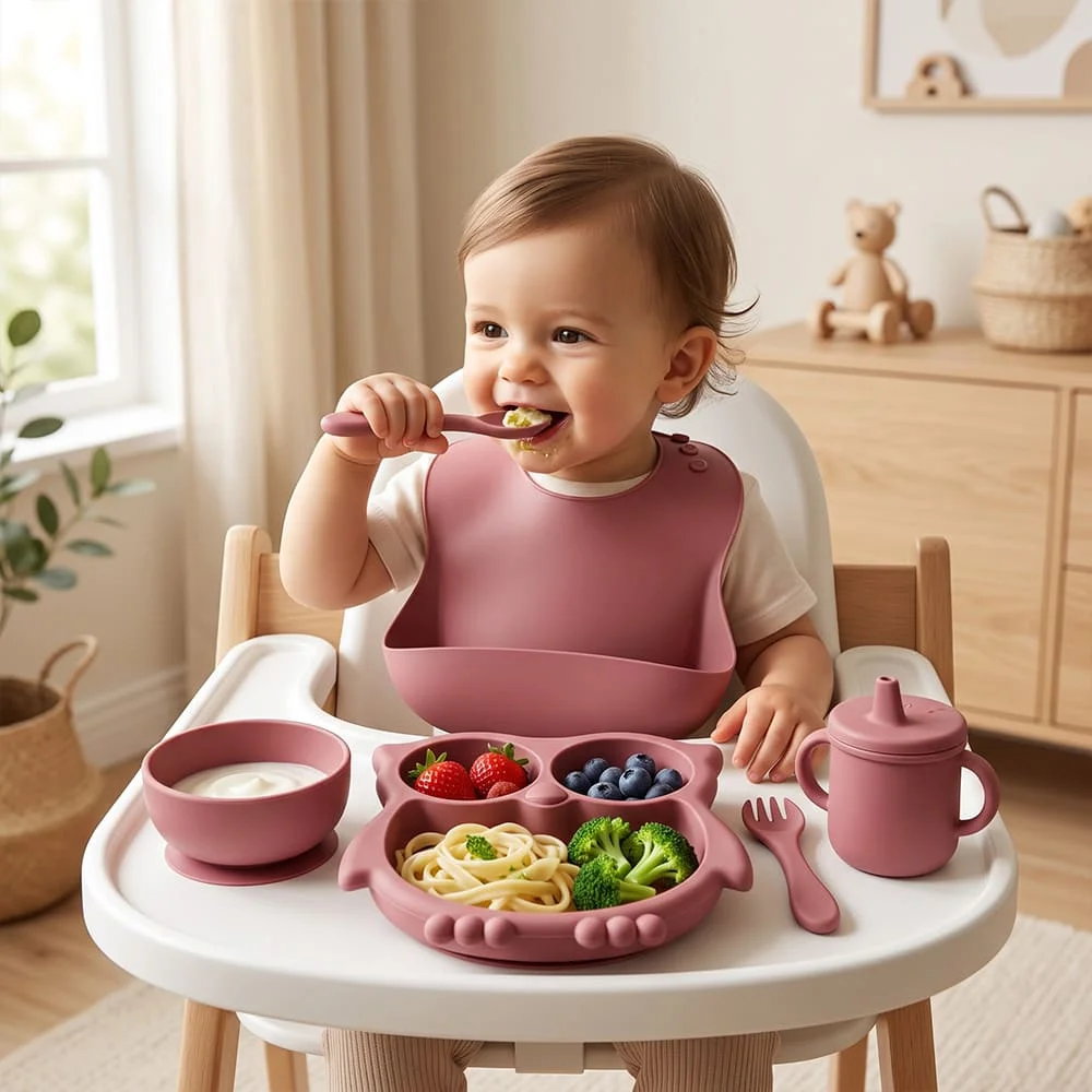 Baby feeding set pink