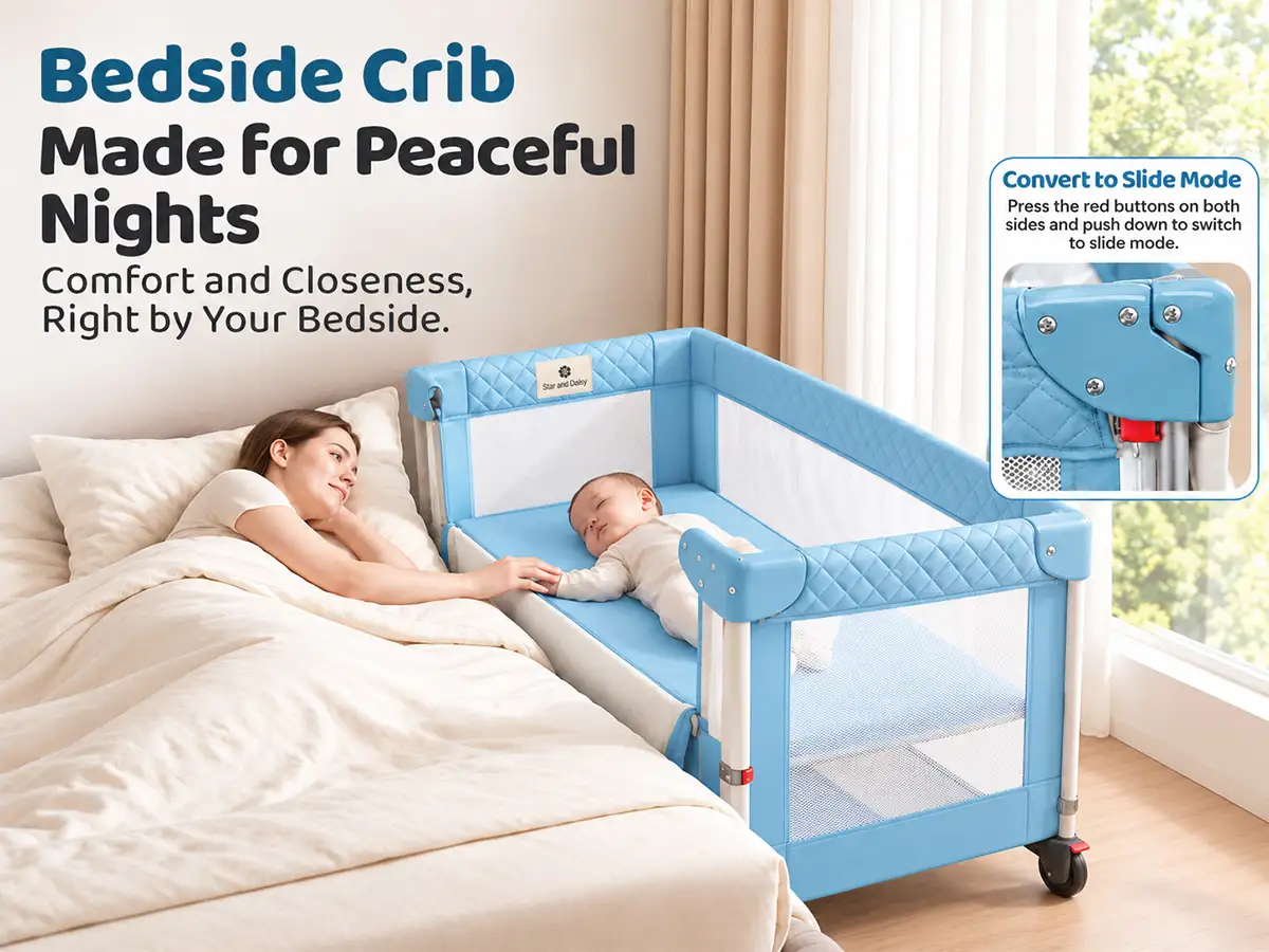 Baby Crib Cradle Swing Bedside for Newborn Babies