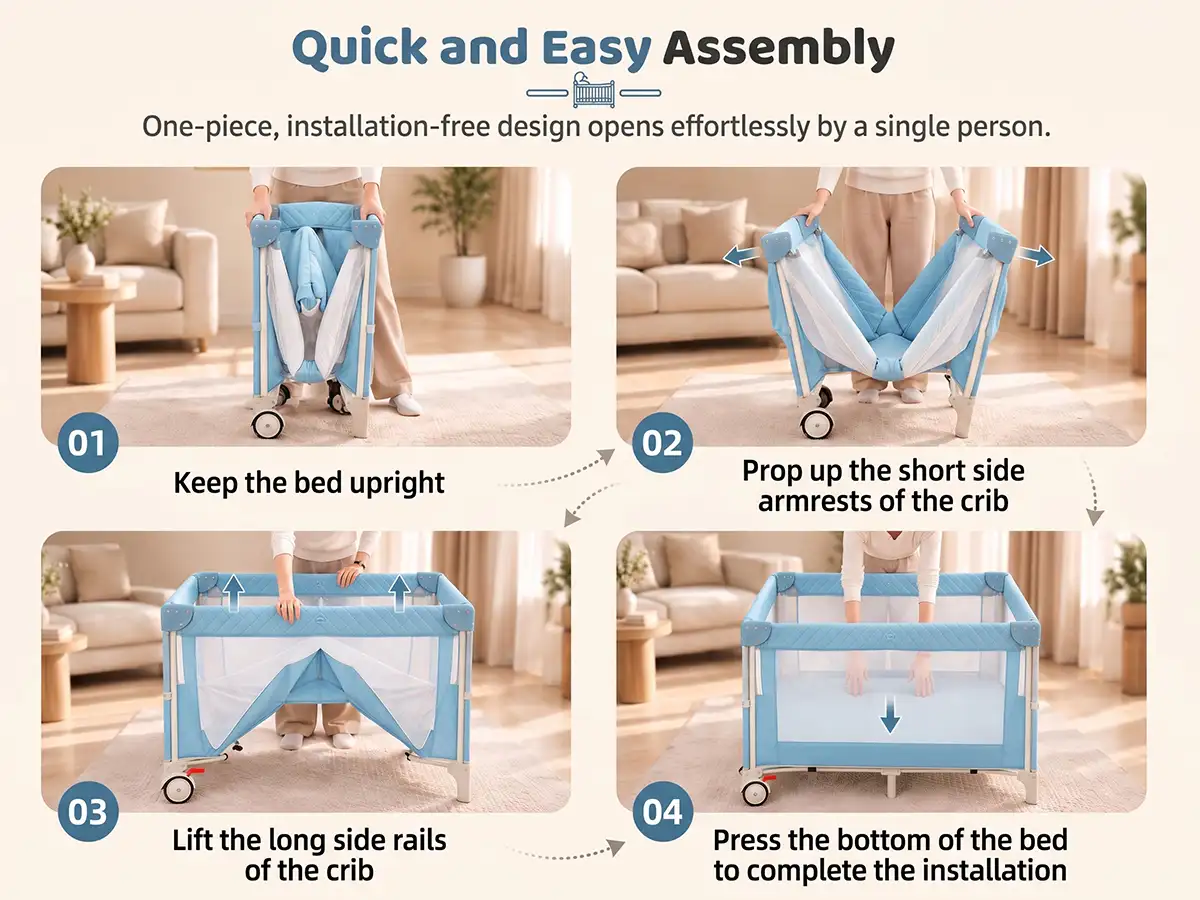 Baby Crib Cradle Swing Bedside for Newborn Babies