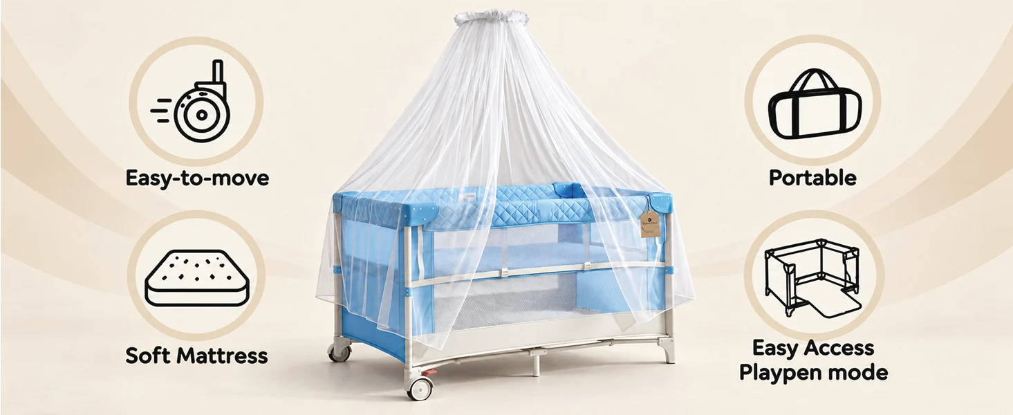 Baby Crib Cradle Swing Bedside for Newborn Babies