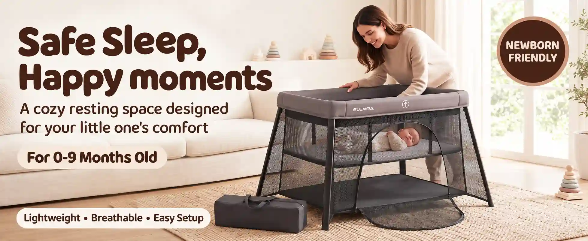 3-in-1 Baby Travel Bed & Play Space