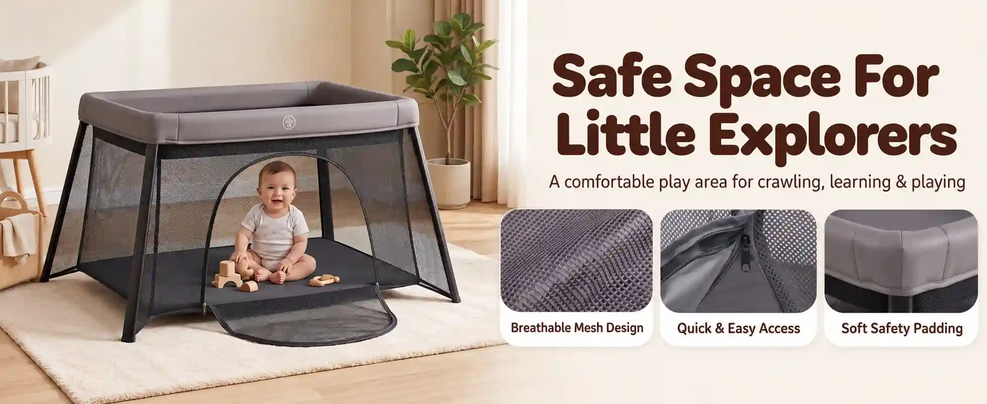3-in-1 Baby Travel Bed & Play Space