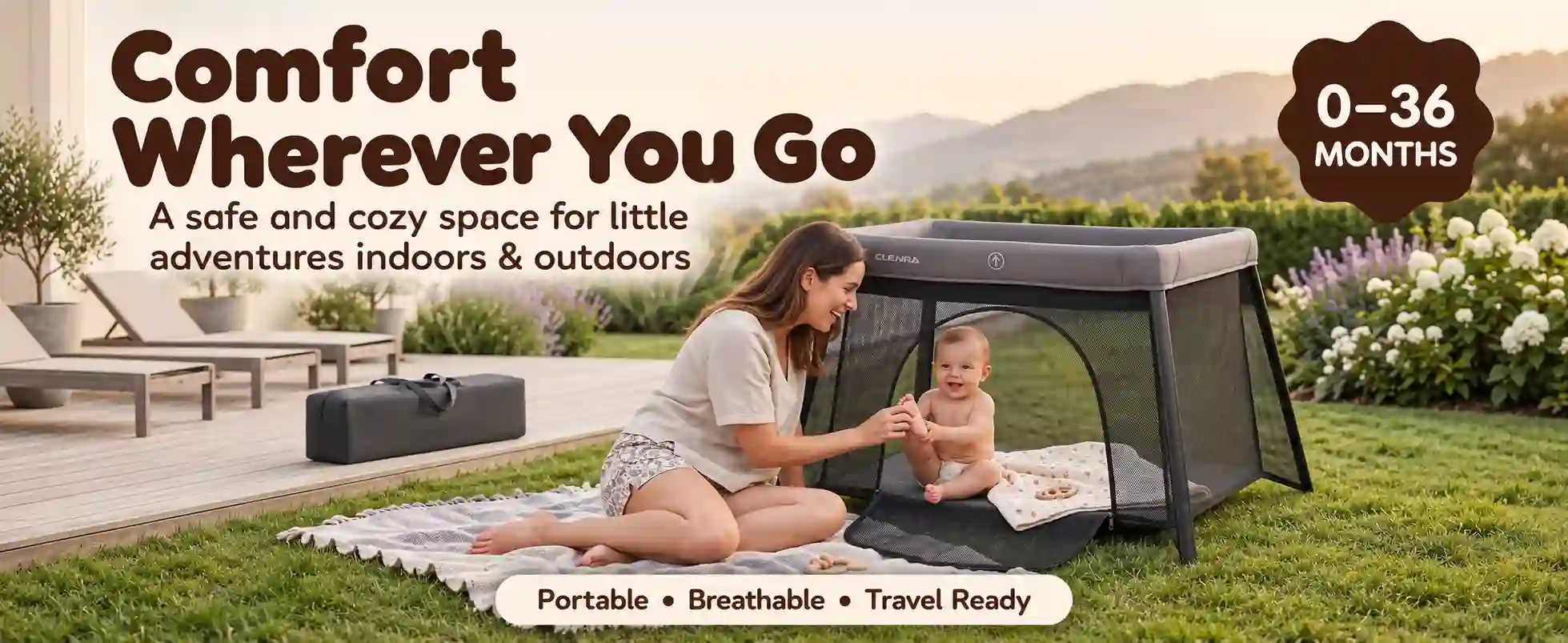 3-in-1 Baby Travel Bed & Play Space
