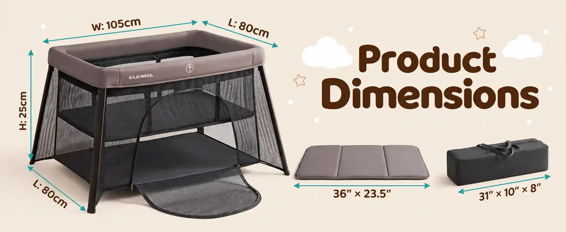 3-in-1 Baby Travel Bed & Play Space