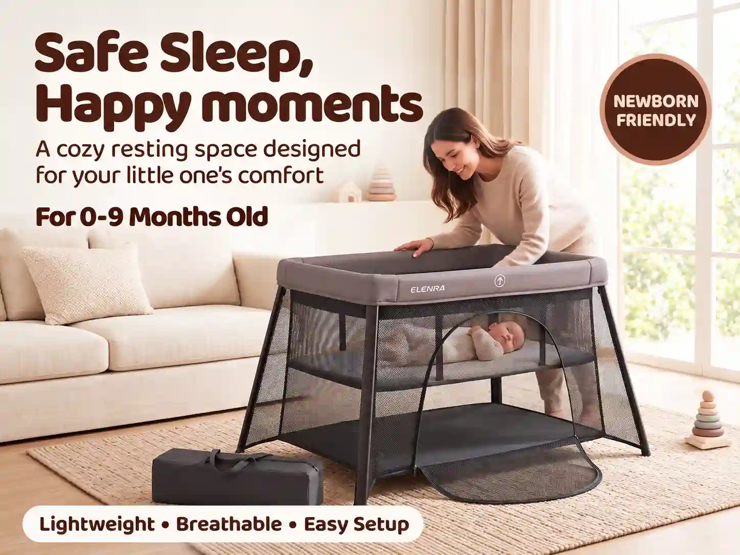 3-in-1 Baby Travel Bed & Play Space