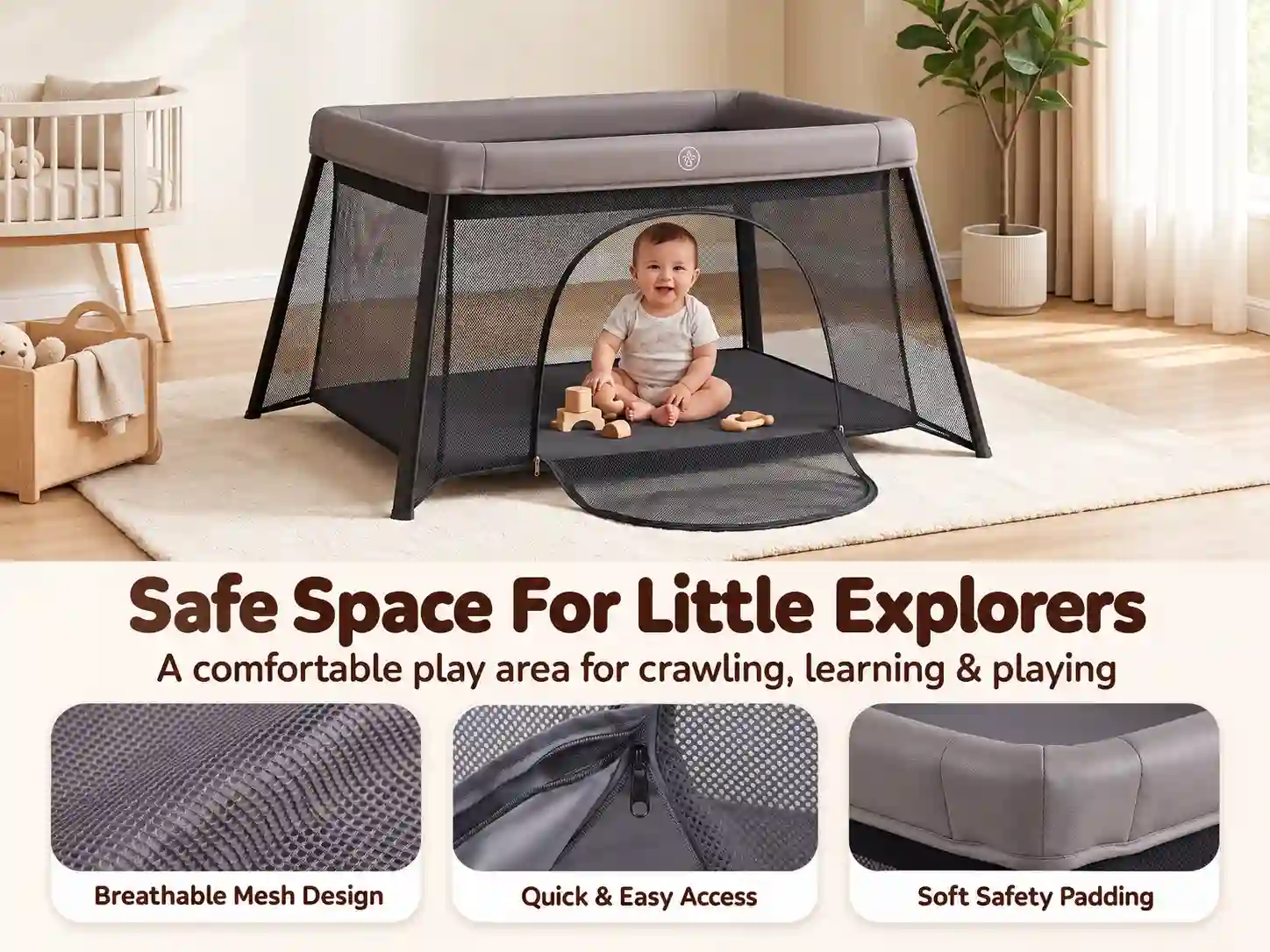 3-in-1 Baby Travel Bed & Play Space