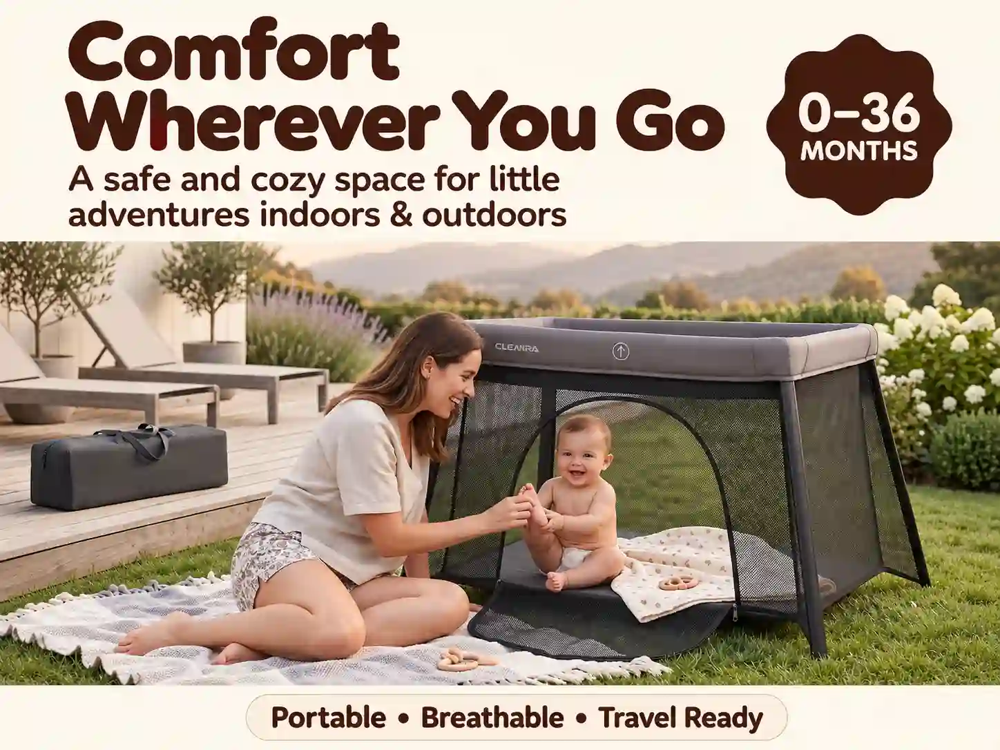 3-in-1 Baby Travel Bed & Play Space