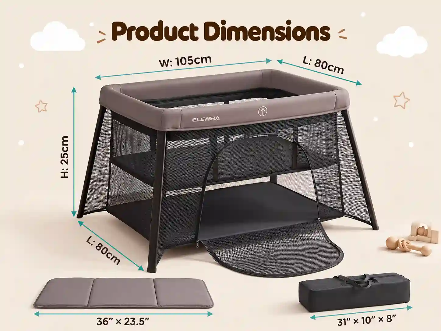 3-in-1 Baby Travel Bed & Play Space