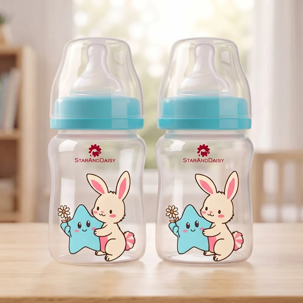 Plastic Feeding Bottle Wide Neck 150ml Pack of 2 copygreen