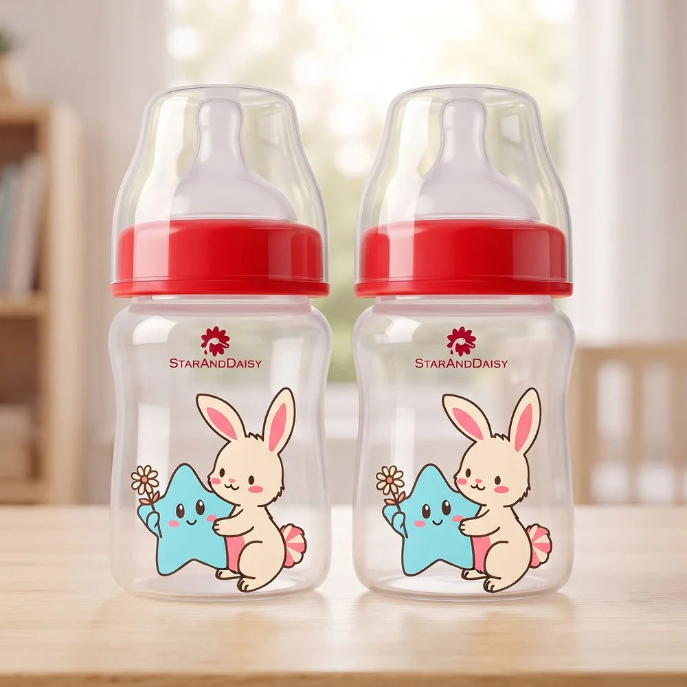 Plastic Feeding Bottle Wide Neck 150ml Pack of 2 copyred