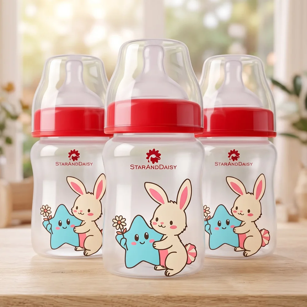 Plastic Feeding Bottle Wide Neck 150ml Pack of 3 copyred