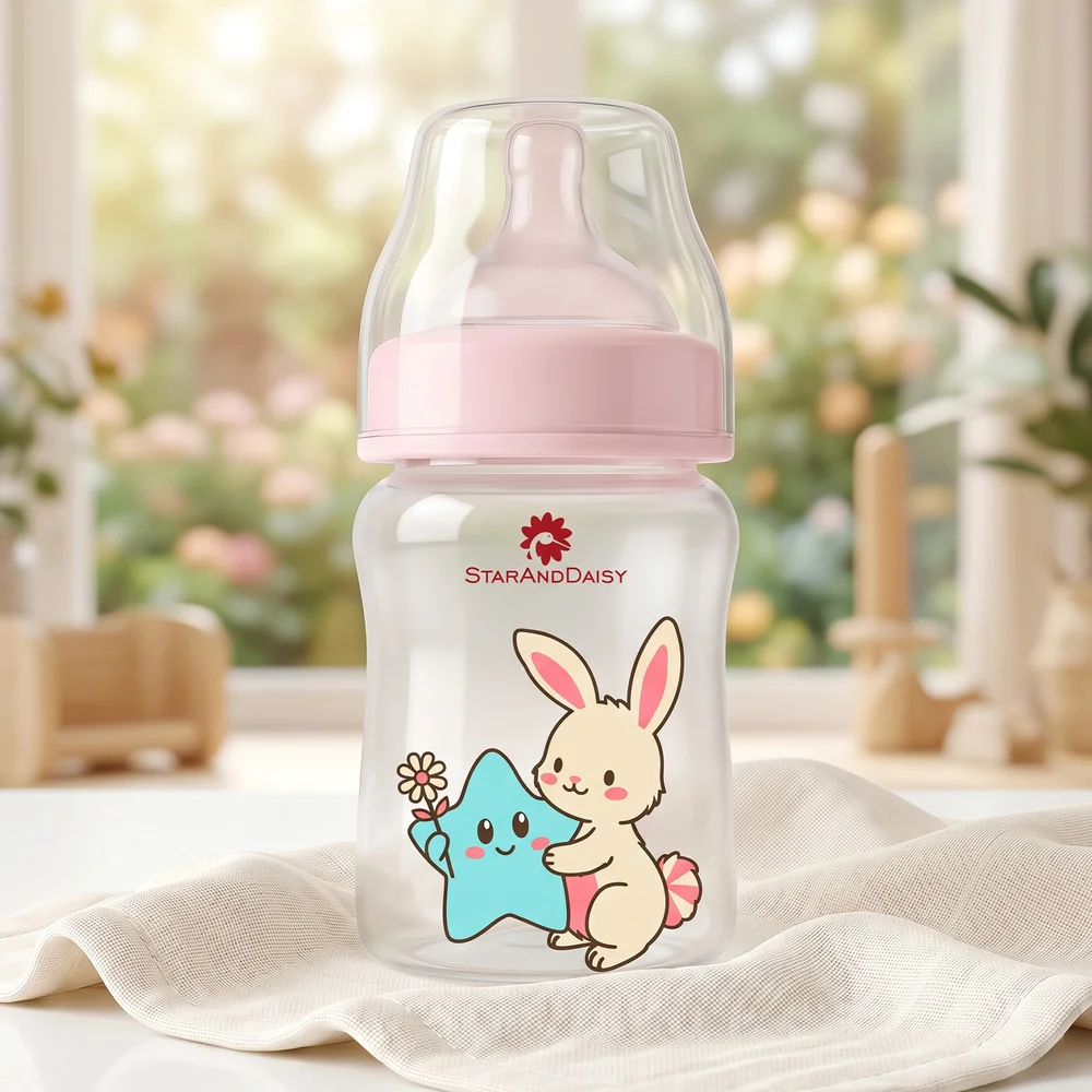 Plastic Feeding Bottle Wide Neck 150ml copypink