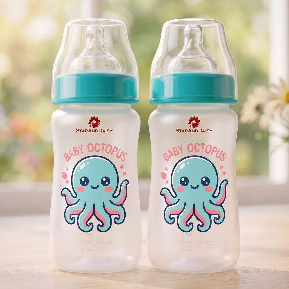Plastic Feeding Bottle Wide Neck 250ml Pack of 2 copygreen