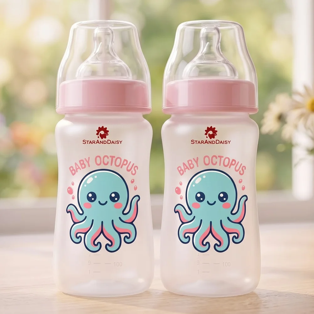 Plastic Feeding Bottle Wide Neck 250ml Pack of 2 copypink