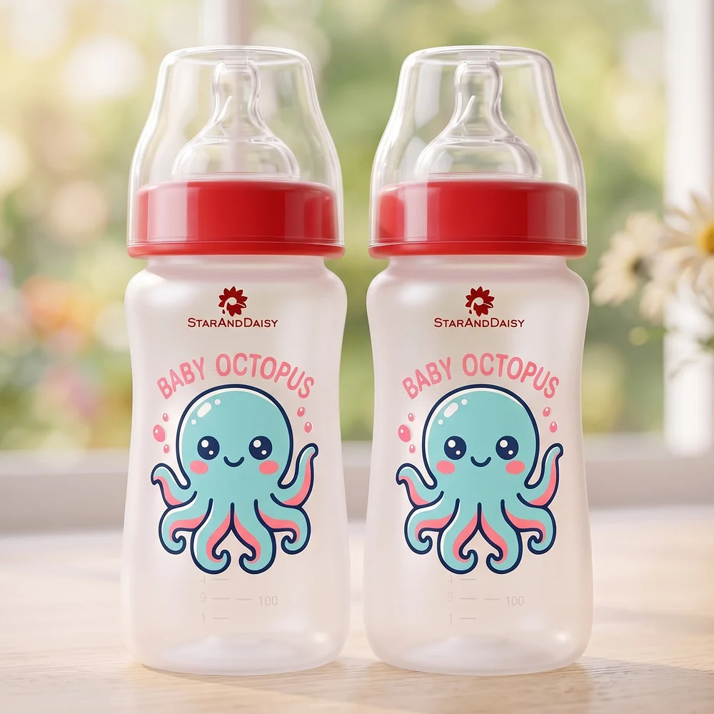 Plastic Feeding Bottle Wide Neck 250ml Pack of 2 copyred