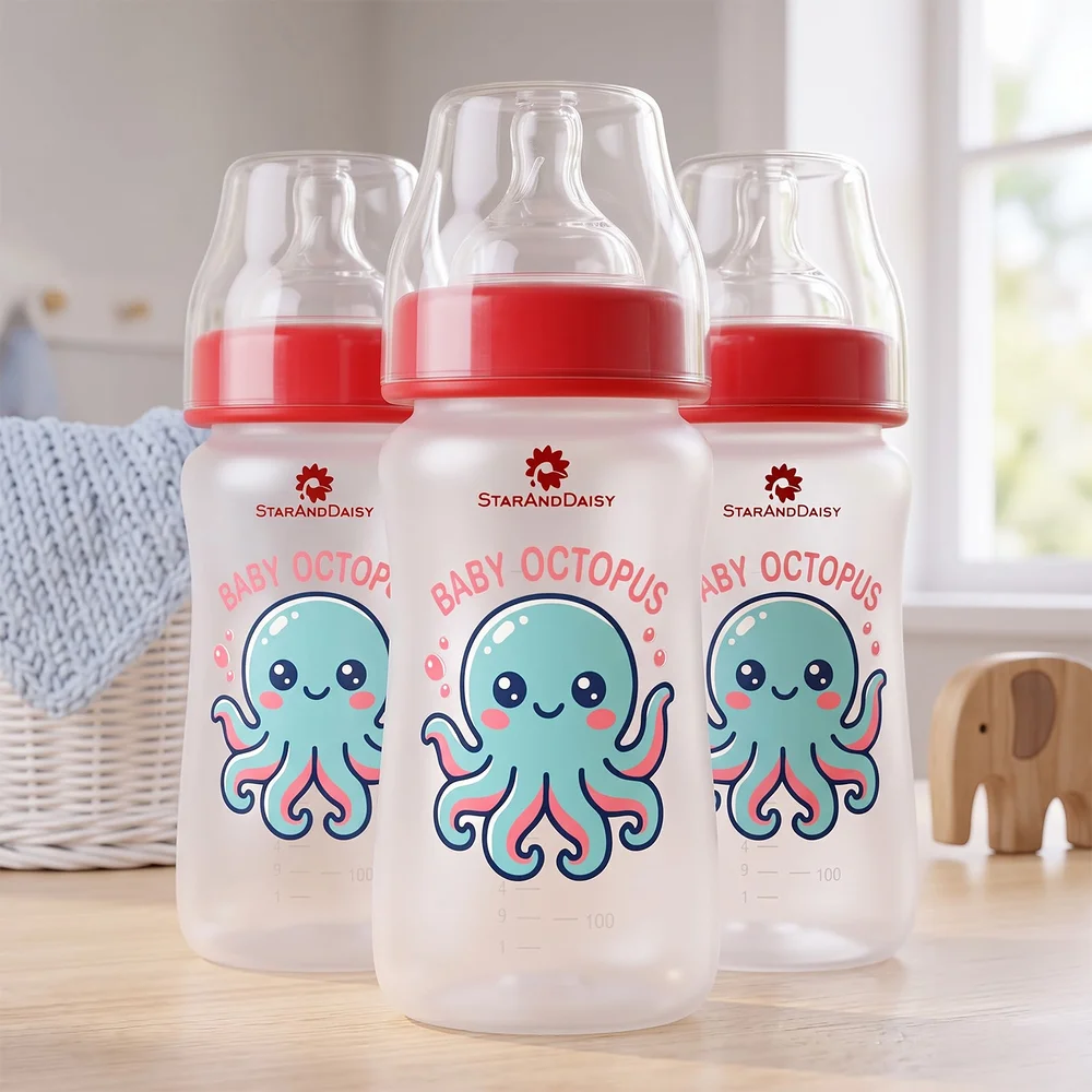 Plastic Feeding Bottle Wide Neck 250ml Pack of 3 copyred