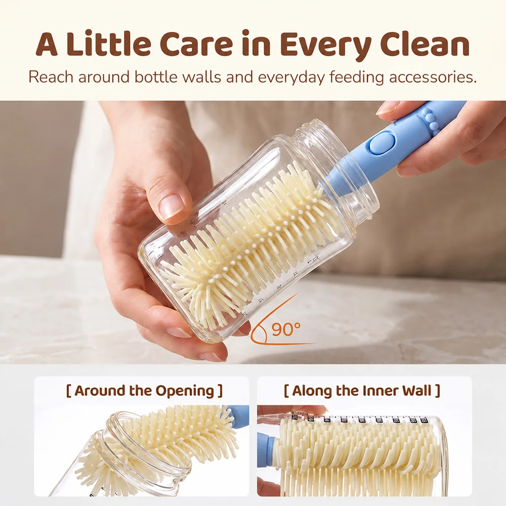 Portable bottle cleaning brush