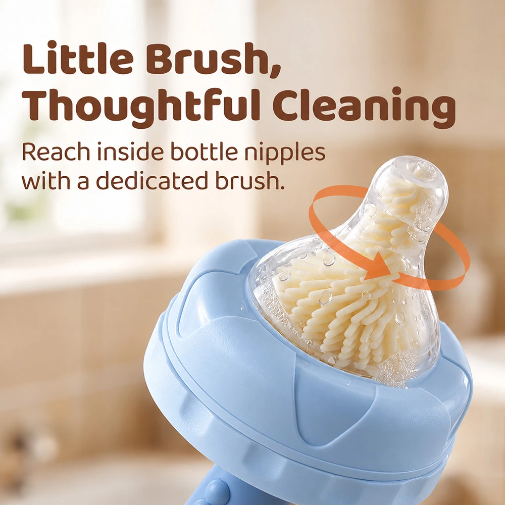 Portable bottle cleaning brush
