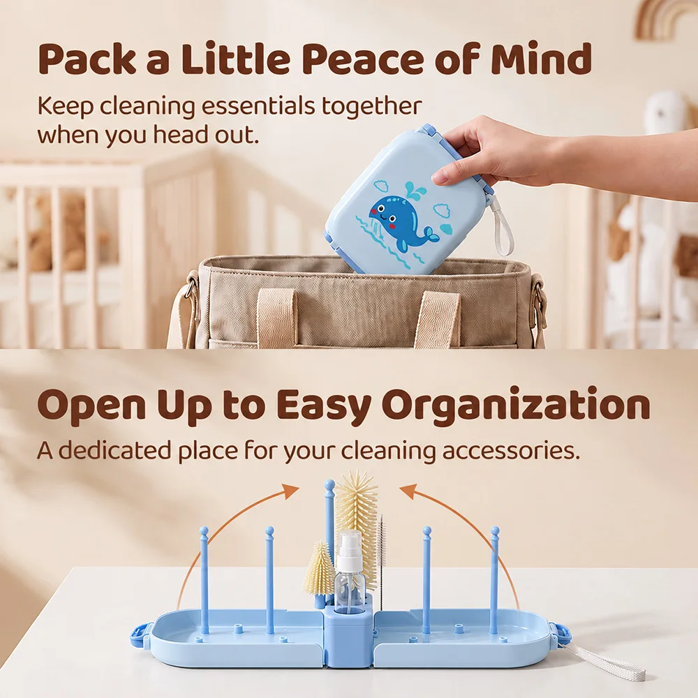 Portable bottle cleaning brush