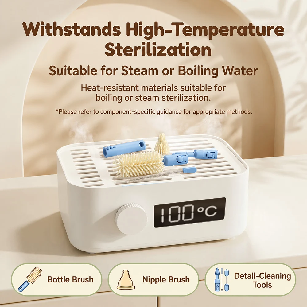 Portable bottle cleaning brush