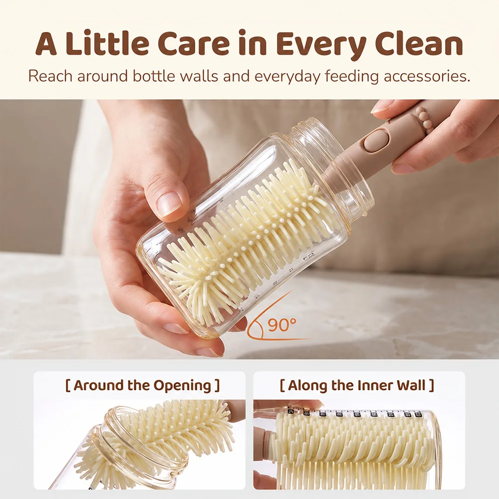 Portable bottle cleaning brush