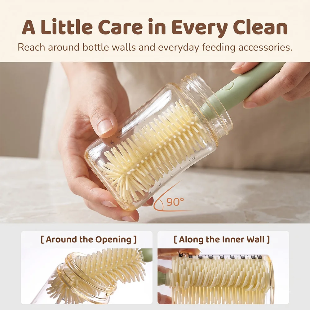 Portable bottle cleaning brush