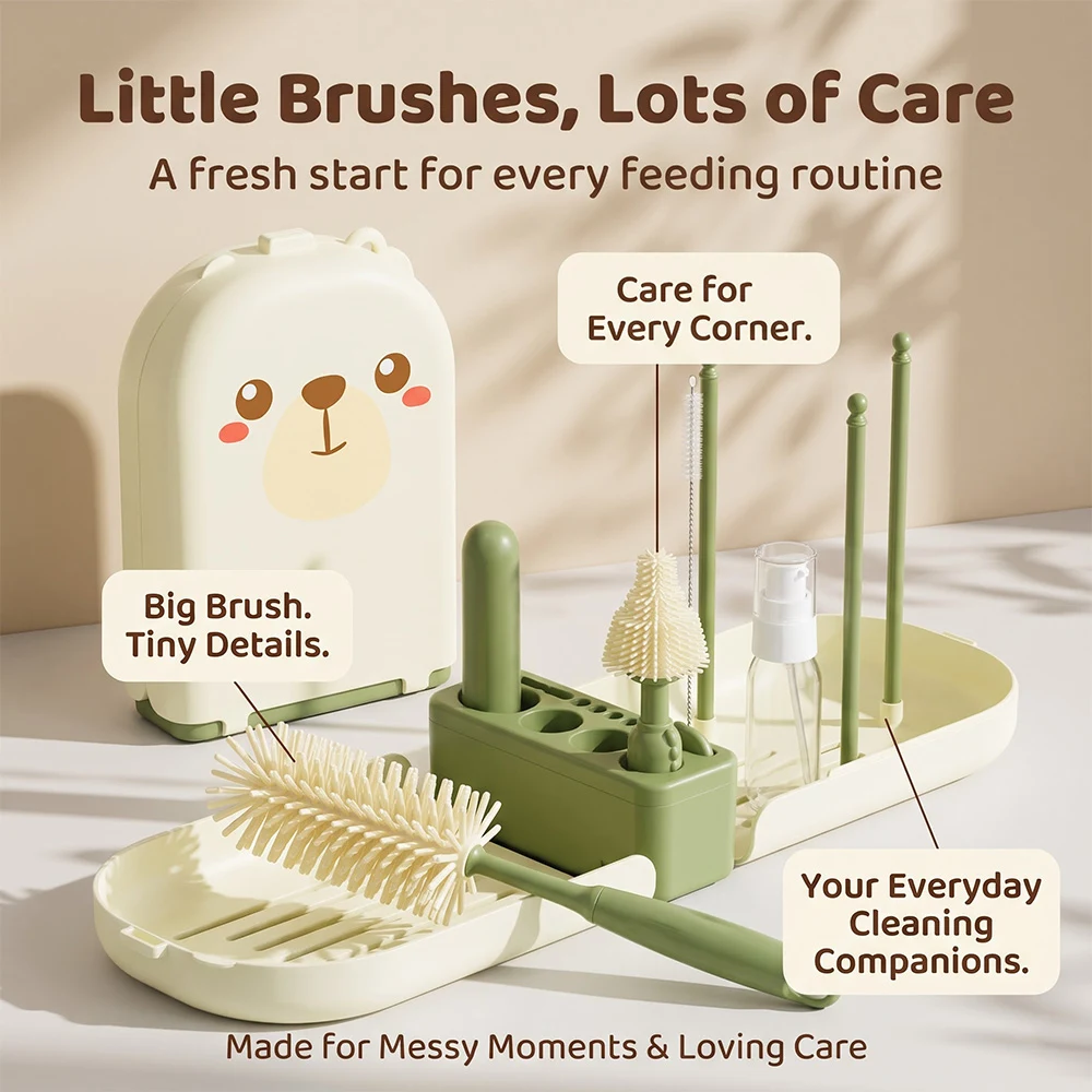 Portable bottle cleaning brush