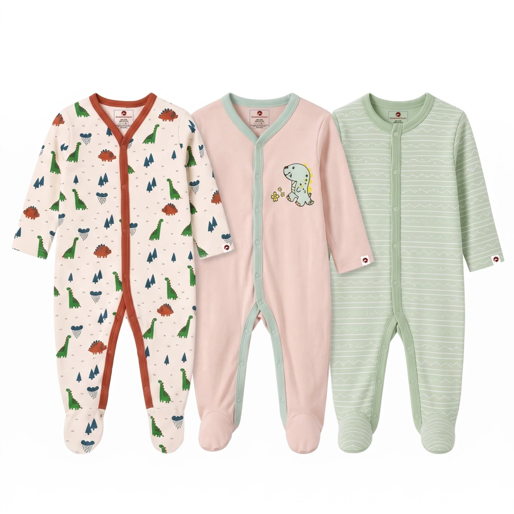 StarAndDaisy Soft Cotton Romper Bodysuit for Baby, Full Sleeves Romper Set of 3, 3 Piece Jumpsuit for Baby Clothing Set – Pack of 3