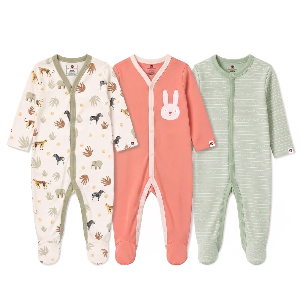 StarAndDaisy Soft Cotton Baby Romper Set of 3, Full Sleeves Bodysuit for Newborn, 3 Piece Jumpsuit for Baby Clothing Set- Pack of 3