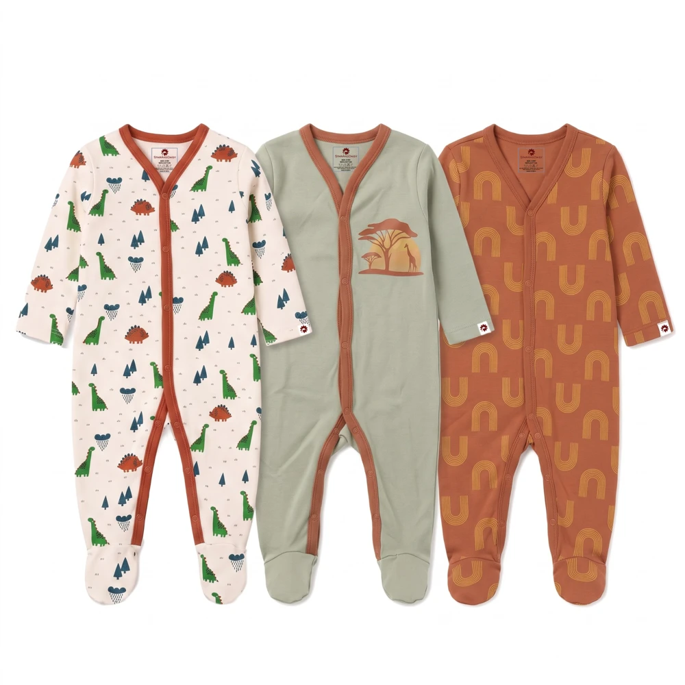 StarAndDaisy Newborn Baby Bodysuit Set of 3, Full Sleeves Cotton Romper Clothing Set – Pack of 3